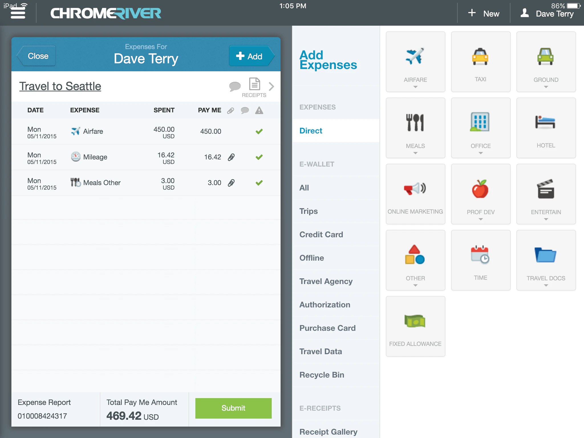screenshot of Emburse Expense Enterprise